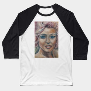 Portrait Marilyn Monroe in pink Baseball T-Shirt